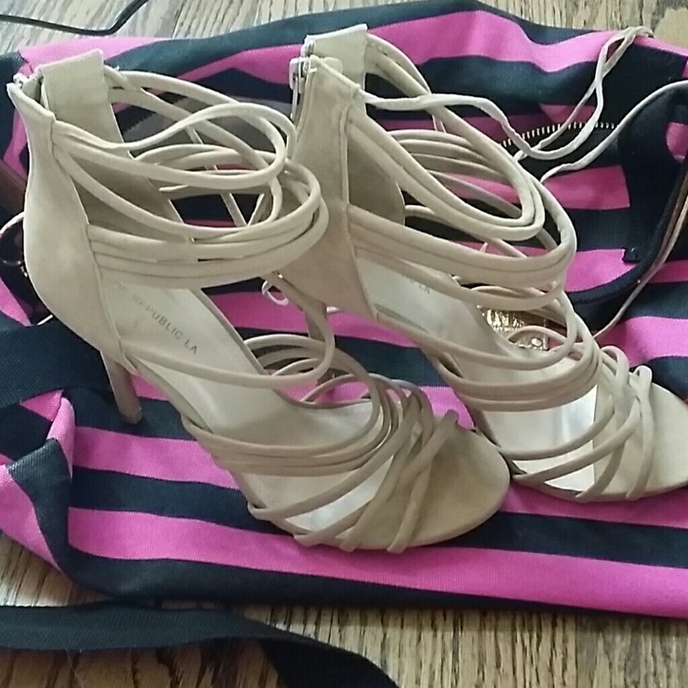 Shoe Republic Nude Lace Up Heels